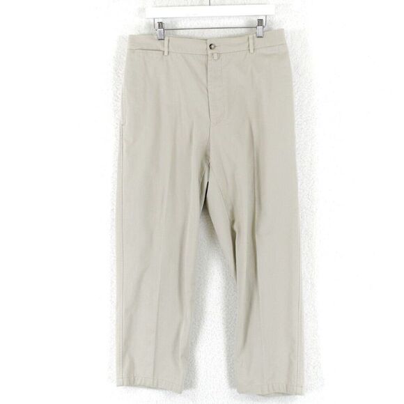 Faconnable Cream Gray Flat Front High Rise Cotton Chino Pants‎ 34/28 - Picture 1 of 7